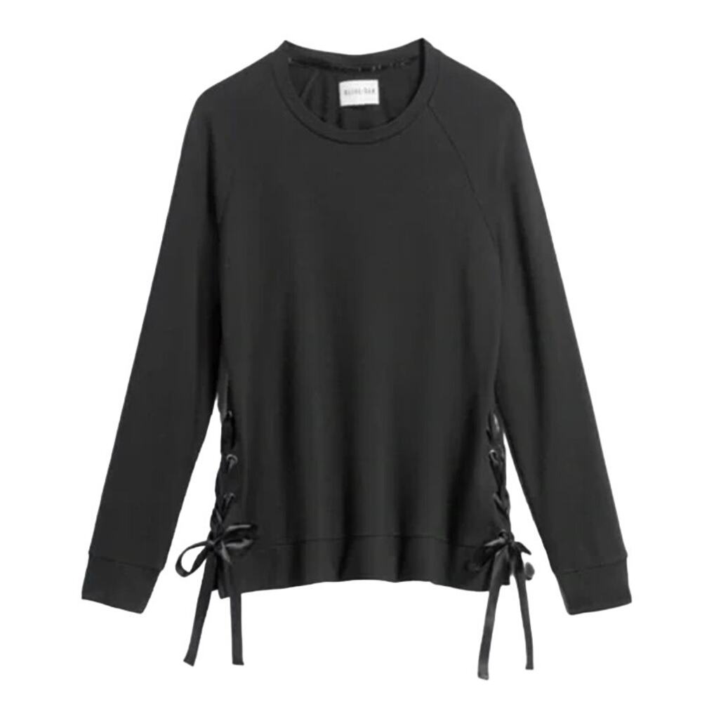 NWT Olive + Oak Black Chezwick Ribbon Lace-up Knit Top Sweatshirt Stitch Fix XS